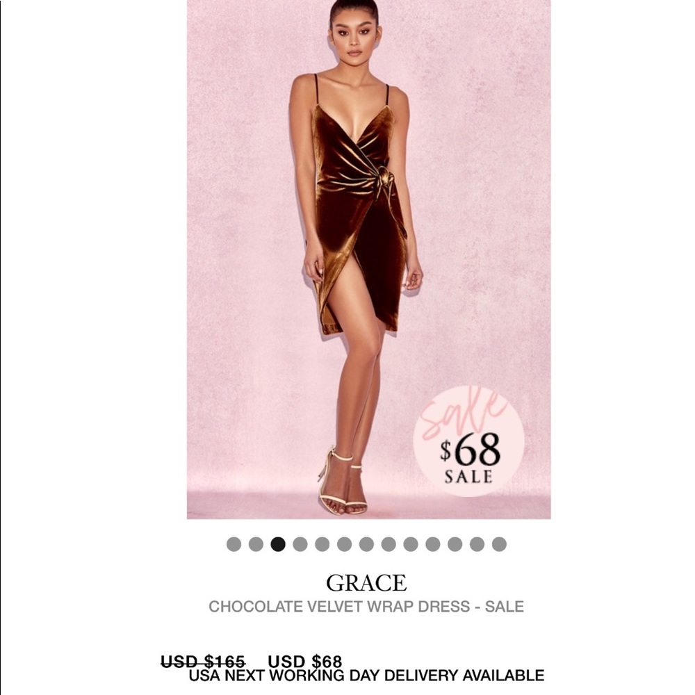 ‘GRACE’ CHOCOLATE VELVET WRAP DRESS